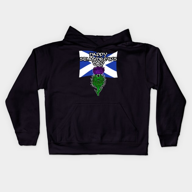 Scotland St Andrew's Day Scottish Flag Thistle Kids Hoodie by doodlerob